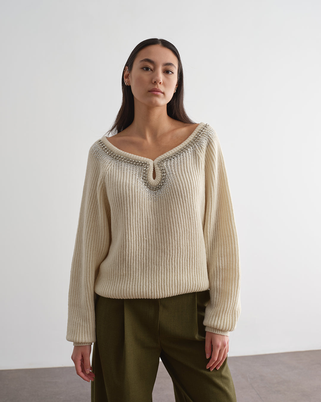 Cardigan cruzado com aplicativo de jóia (cópia)